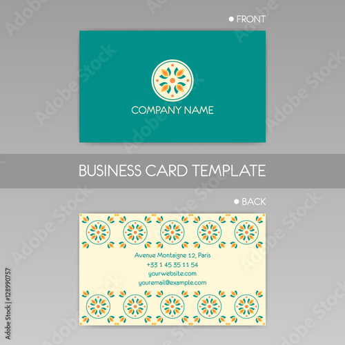 Business card template. Vector background. Decorative elements. Logo.