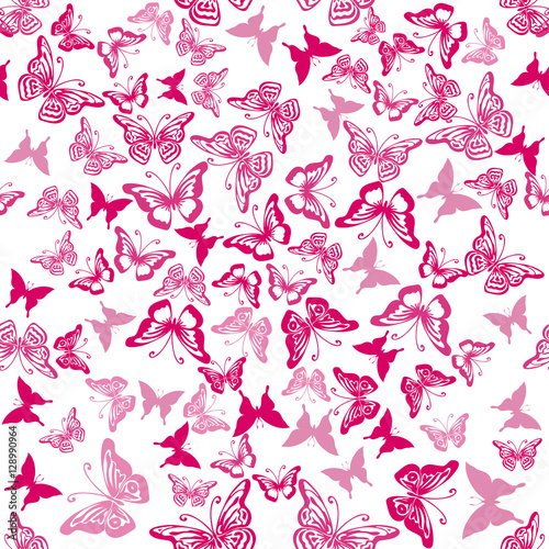 Seamless pattern with silhouettes of butterflies © alesikka