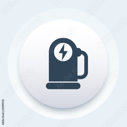 car charging station icon on round shape