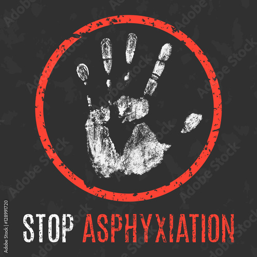 Vector illustration. Human diseases. Stop asphyxiation.