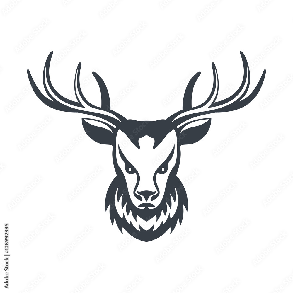 Deer head over white, vector illustration
