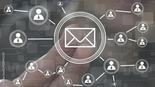 Business button messaging mail sending sign network