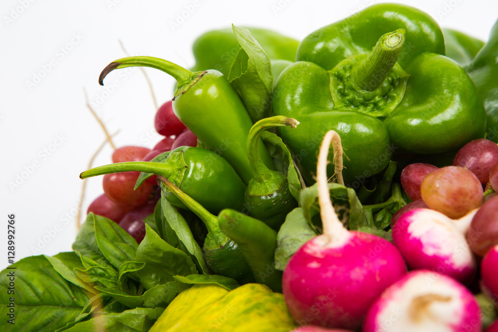 Composition with a variety of organic vegetables and fruits Composition with a variety of organic vegetables and fruits