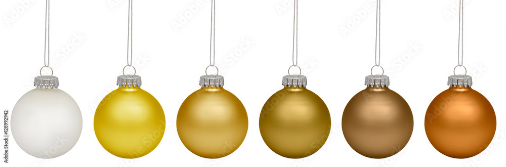 Christmas baubles isolated on white background