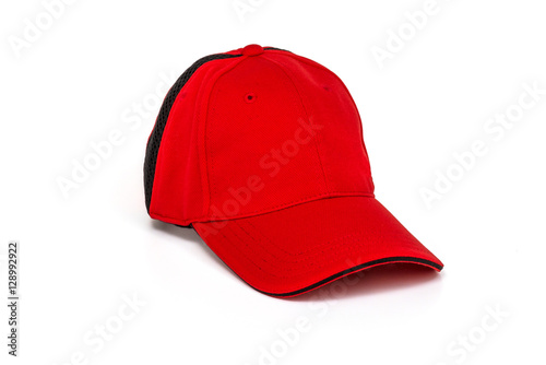 Adult red golf cap on white background