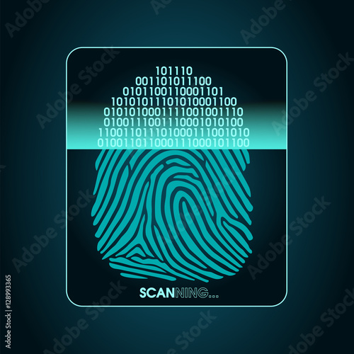 fingerprint scanning - digital biometric security system, data protection