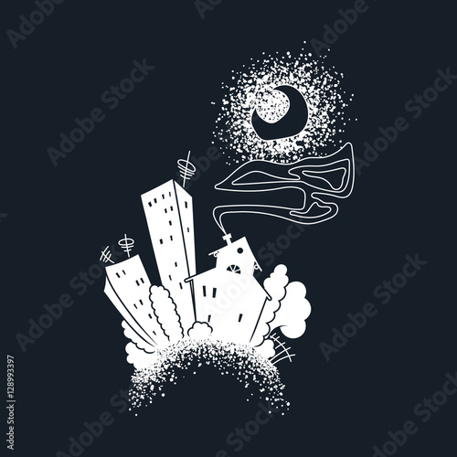 Tableau sur toile Cartoon dark city.