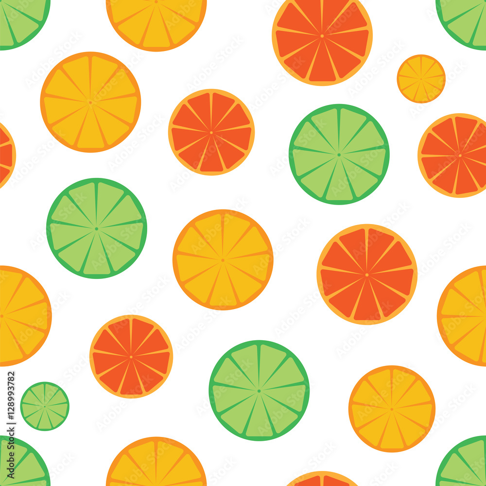 Citrus slices seamless pattern background