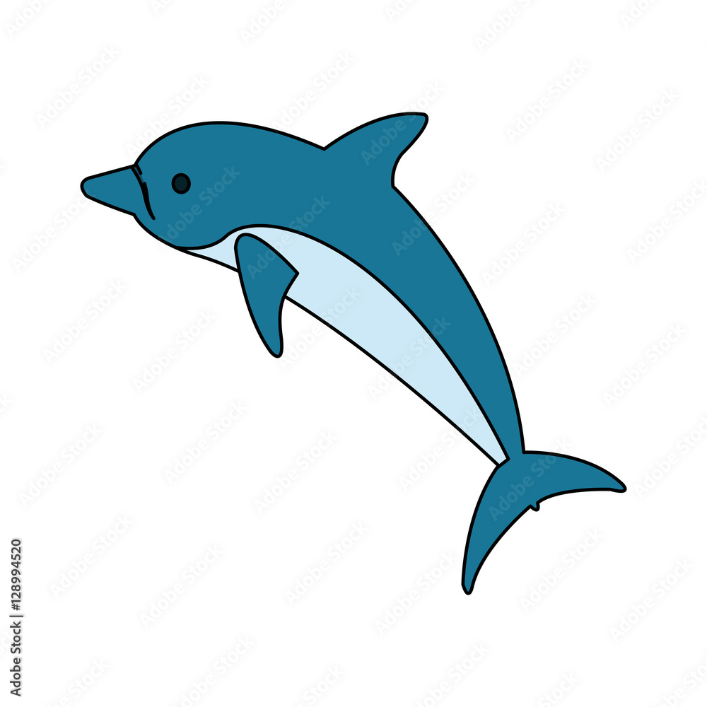 Fototapeta premium Dolphin icon. Sea life ecosystem fauna and ocean theme. Isolated design. Vector illustration