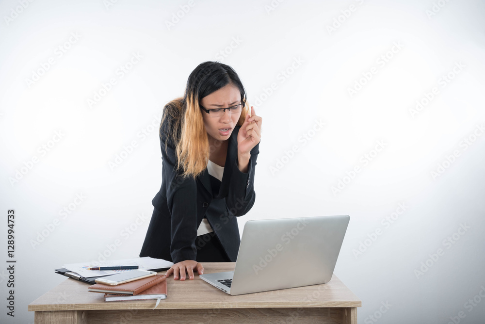 Young business woman with laptop notebook and smartphone in the Young business woman with laptop notebook and smartphone in the