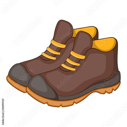 Hiking boots icon. Cartoon illustration of hiking boot vector icon for web design