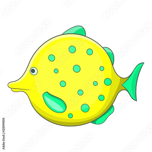 Yellow dotted fish icon. Cartoon illustration of yellow dotted fish vector icon for web