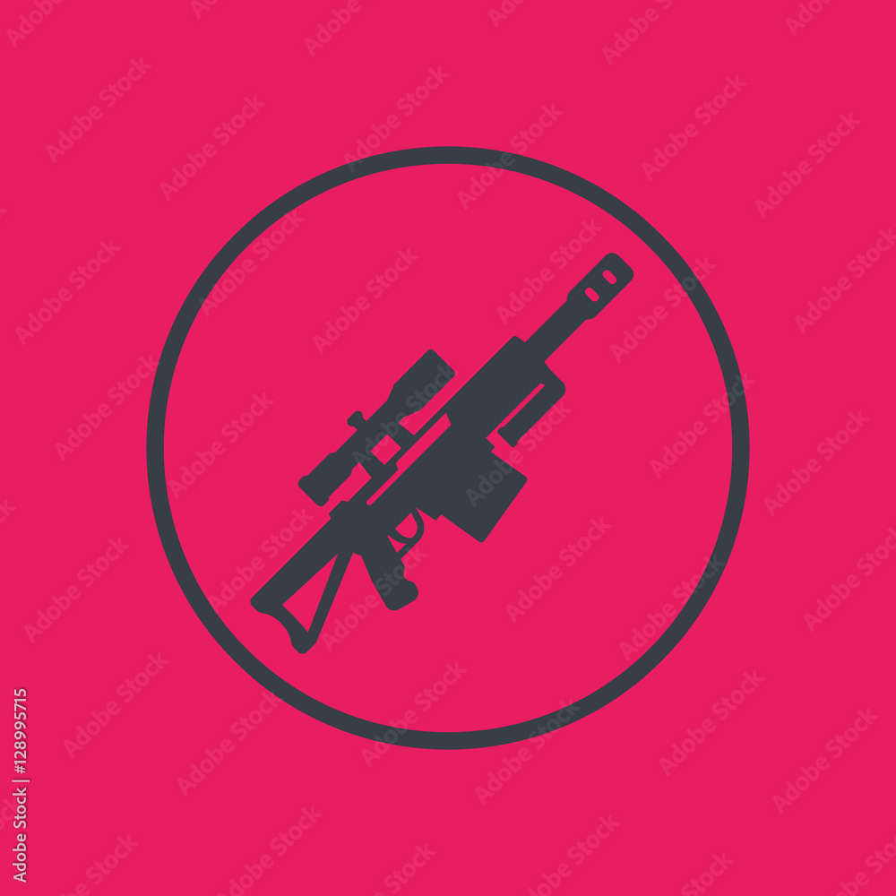Sniper rifle icon in circle, vector illustration Sniper rifle icon in circle, vector illustration