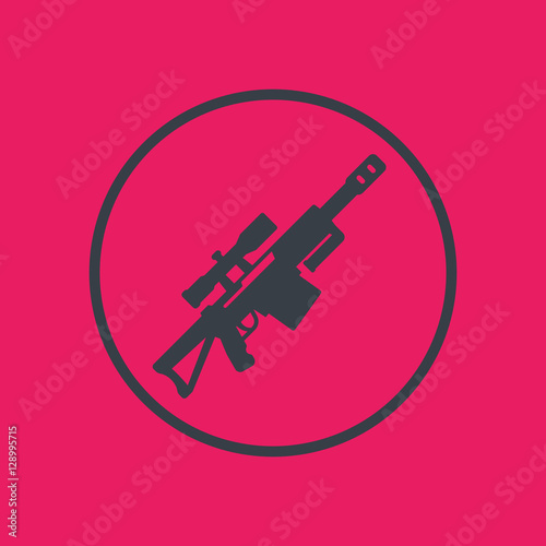 Sniper rifle icon in circle, vector illustration