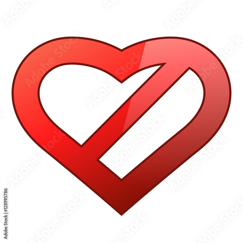 Abstract red heart shaped restriction sign