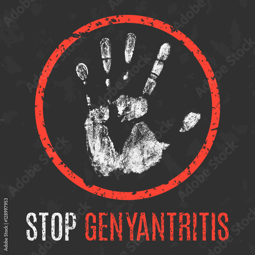 Vector illustration. Human diseases. Stop genyantritis.
