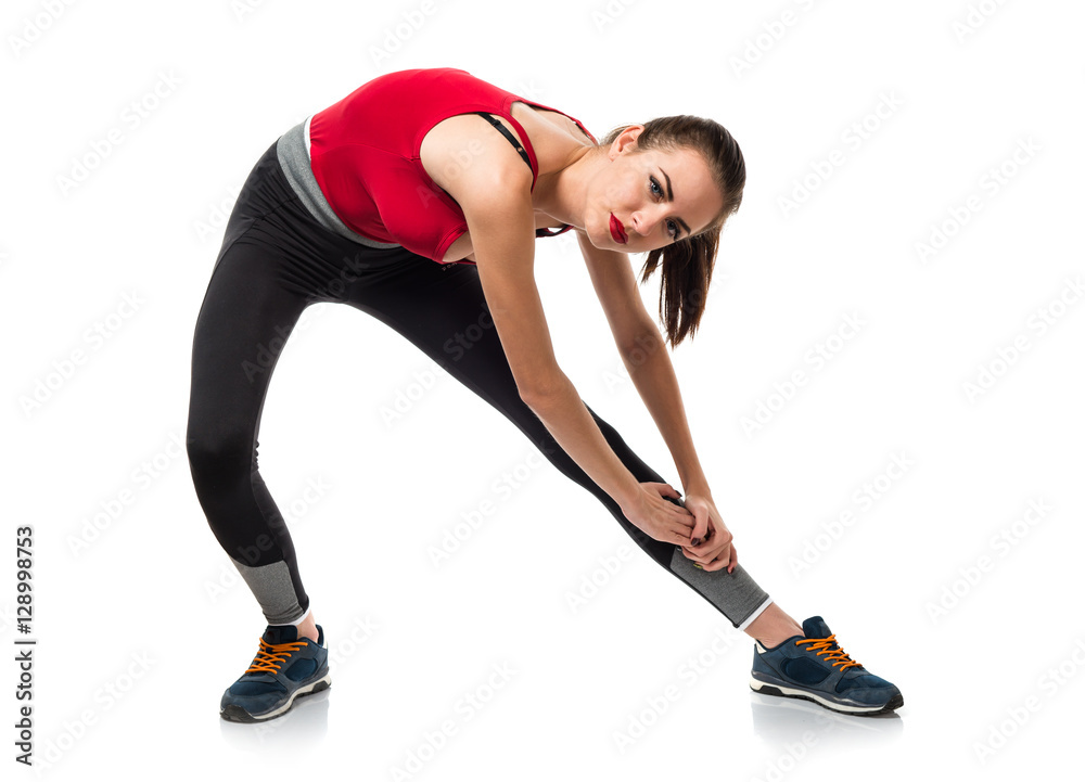 Pretty sport woman stretching