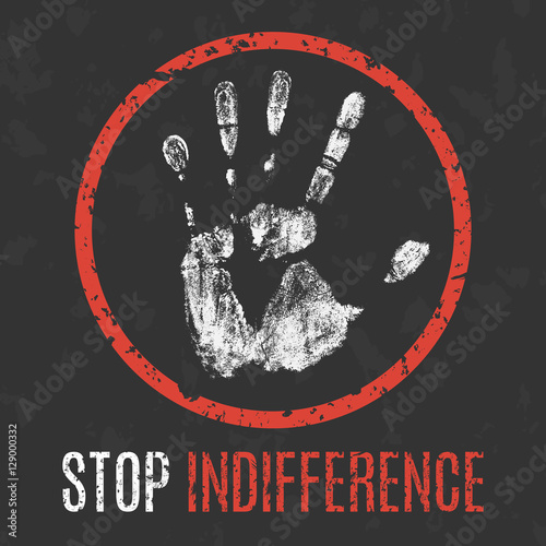 Vector. Negative human states and emotions. Stop indifference.