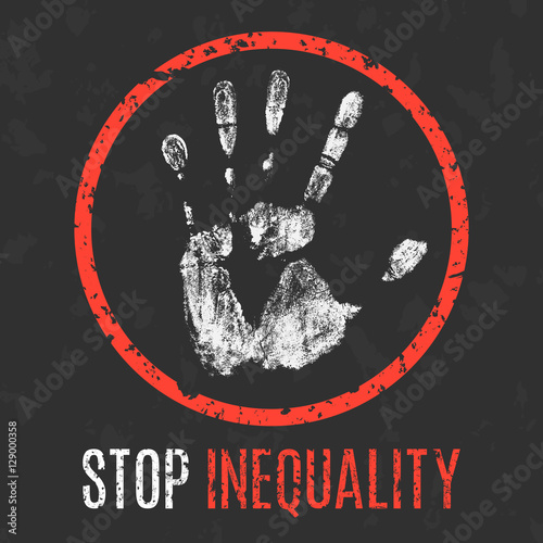 Vector. Social problems of humanity. Stop inequality.