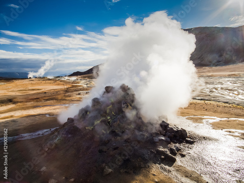 Steaming fumarole in Hverir