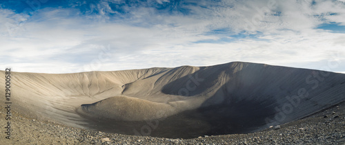 Panorama of an empty volcanic crater in Iceland