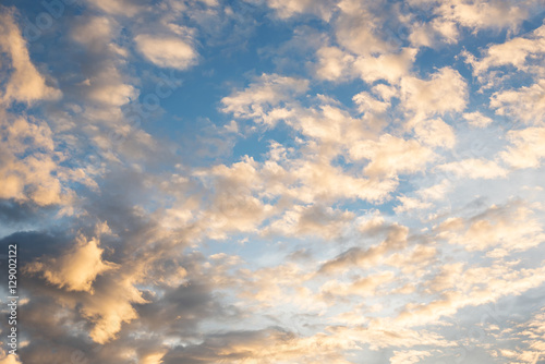 Fototapeta Naklejka Na Ścianę i Meble -  Orange sunset sky. Beautiful sky background.