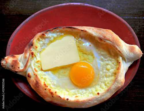 Hachapuri on the plate photo