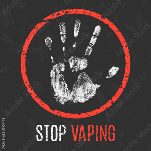 Vector. Social problems of humanity. Stop vaping sign.