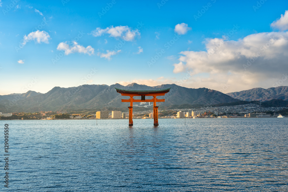 Miyajima, Hiroshima, Japan at the floating gate of Itsukushima Shrine. Miyajima, Hiroshima, Japan at the floating gate of Itsukushima Shrine.