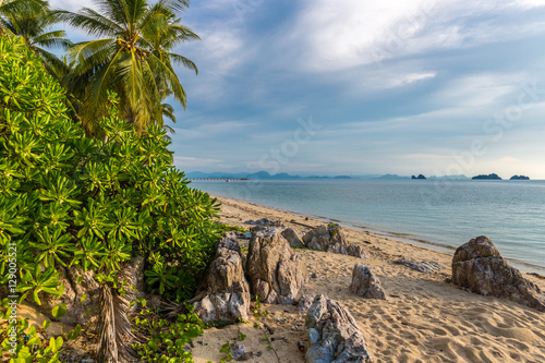 THAILAND, Jule - 12, 2014. The sea, rocky beach and tropical plants in Koh Samui