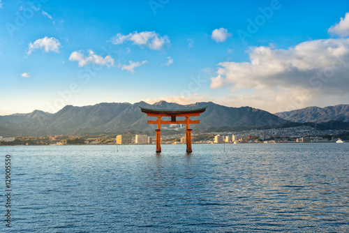 Miyajima, Hiroshima, Japan at the floating gate of Itsukushima Shrine. © arthit  k.