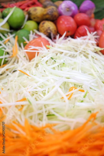 Thai food - Somtum papaya salad ingredients photo