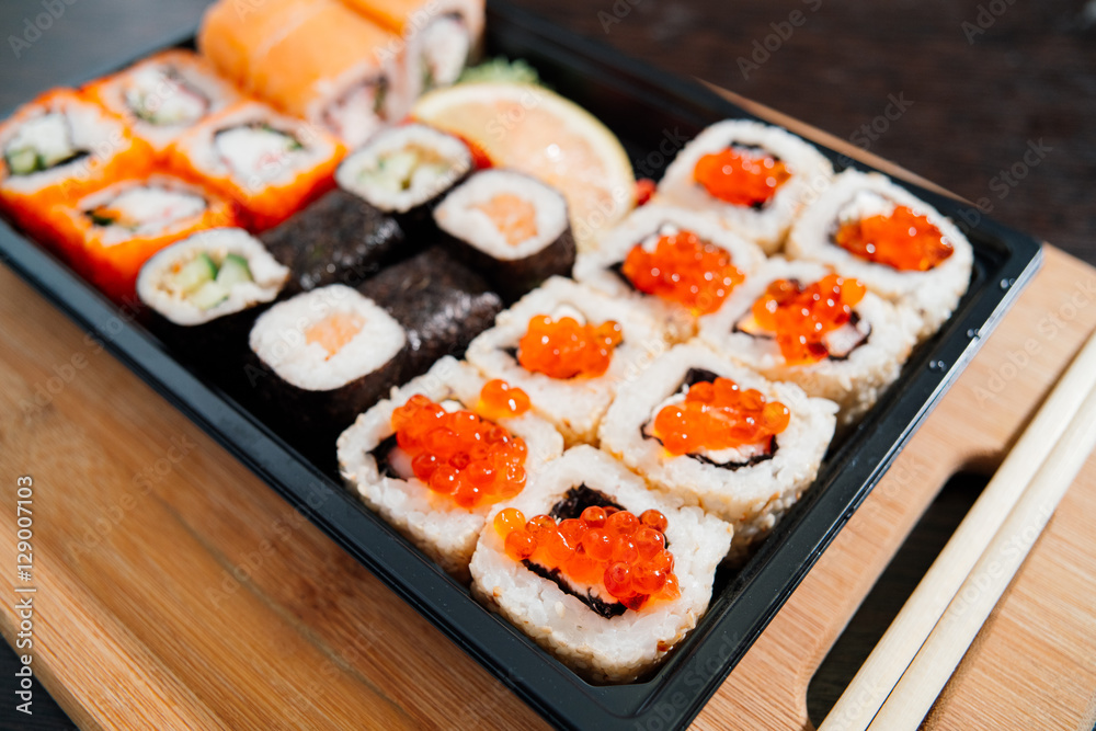 Set sushi set. chopsticks for sushi.
Set sushi set. chopsticks for sushi.