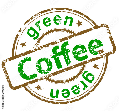 Vector green Coffee, grunge stamp