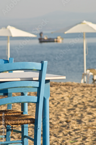 Details of a restaurant on a beach in Greece © banepetkovic