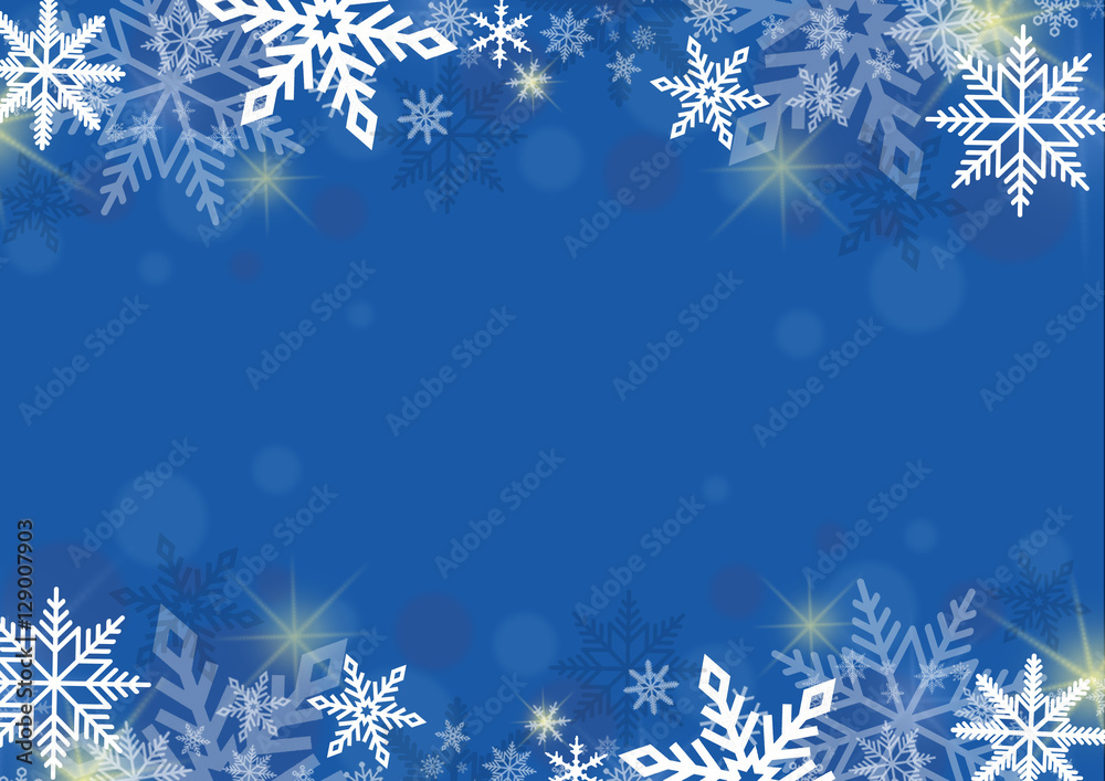 snowflakes on blue background  - obrazy, fototapety, plakaty 