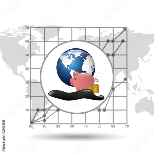 world piggy oil industry growth diagram background vector illustration eps 10
