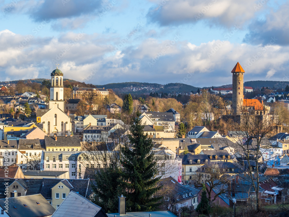 Blick über Auerbach im Vogtland