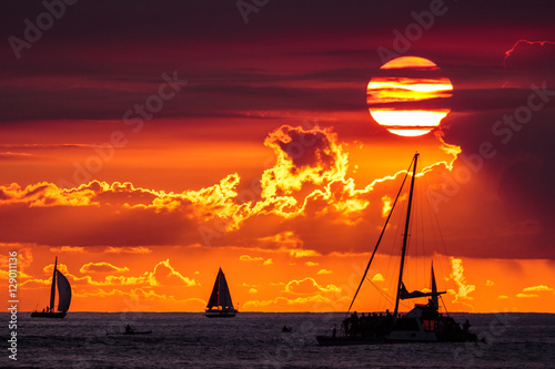 Three Boats at Sunset