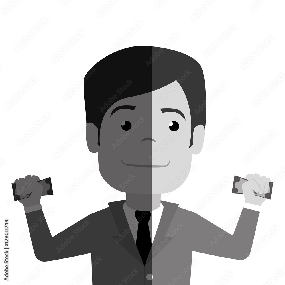 businessman with dollar bills in hands vector illustration design businessman with dollar bills in hands vector illustration design