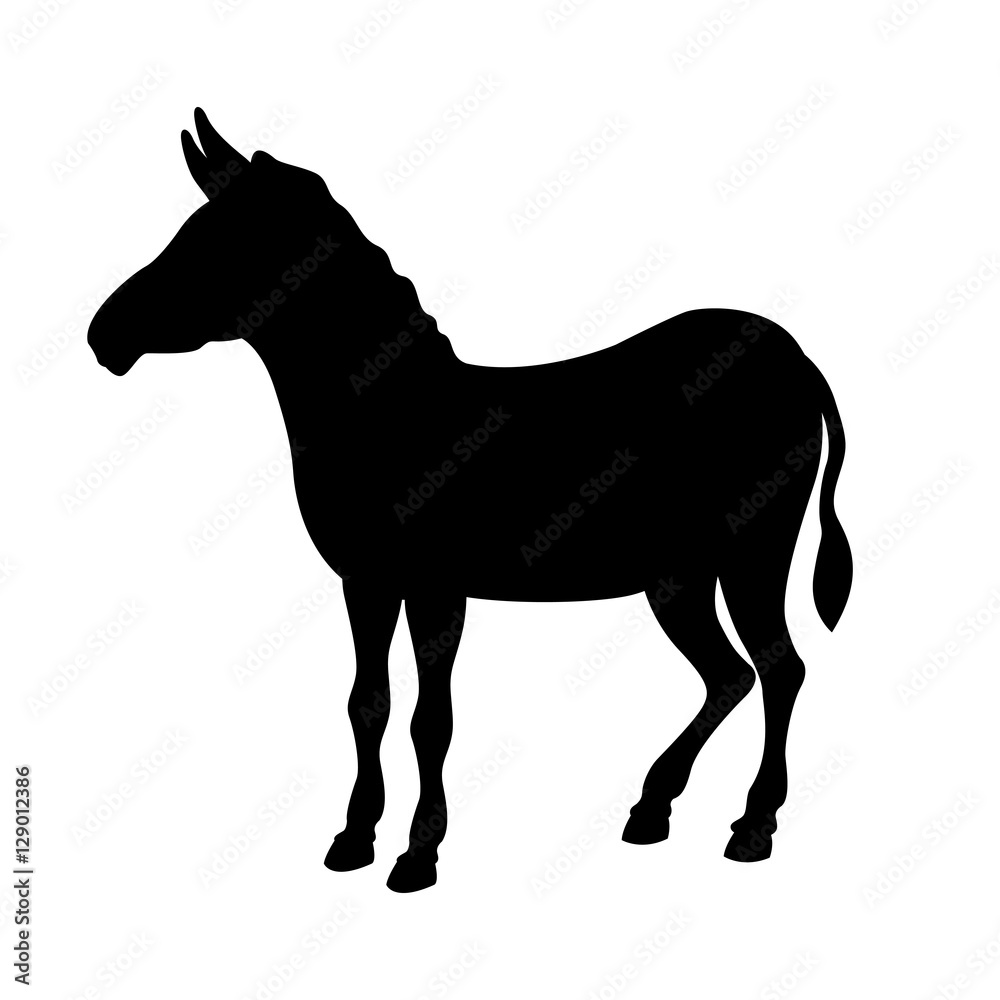 Donkey vector illustration black silhouette Stock Vector | Adobe Stock