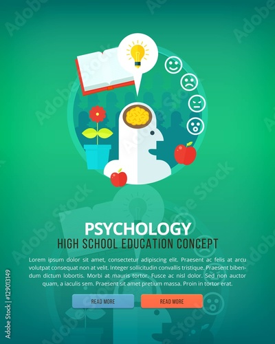 Set of flat design illustration concepts for psychology subject. Education and knowledge ideas. Eloquence and oratory art.