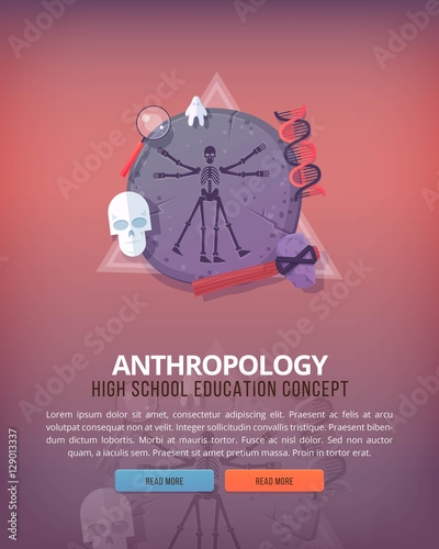 Education and science concept illustrations. Anthropology . Science of life and origin of species. Flat vector design banner.