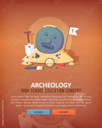 Education and science concept illustrations. Archeology Science of life and origin of species. Flat vector design banner.