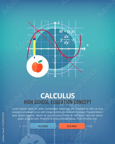 Set of flat design illustration concepts for calculus. Education and knowledge ideas. Mathematic science. Concepts for web banner and promotional material.