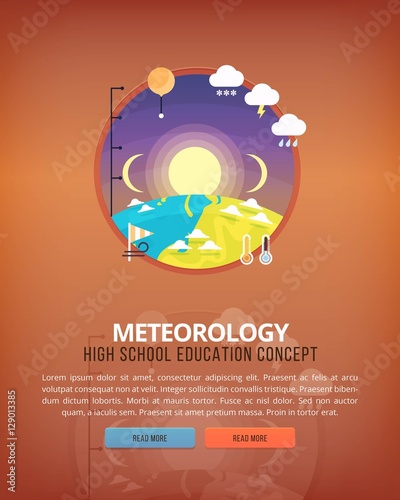 Education and science concept illustrations. Meteorology . Science of Earth and planet structure. Knowledge of athmospherical phenomena. Flat vector design banner.