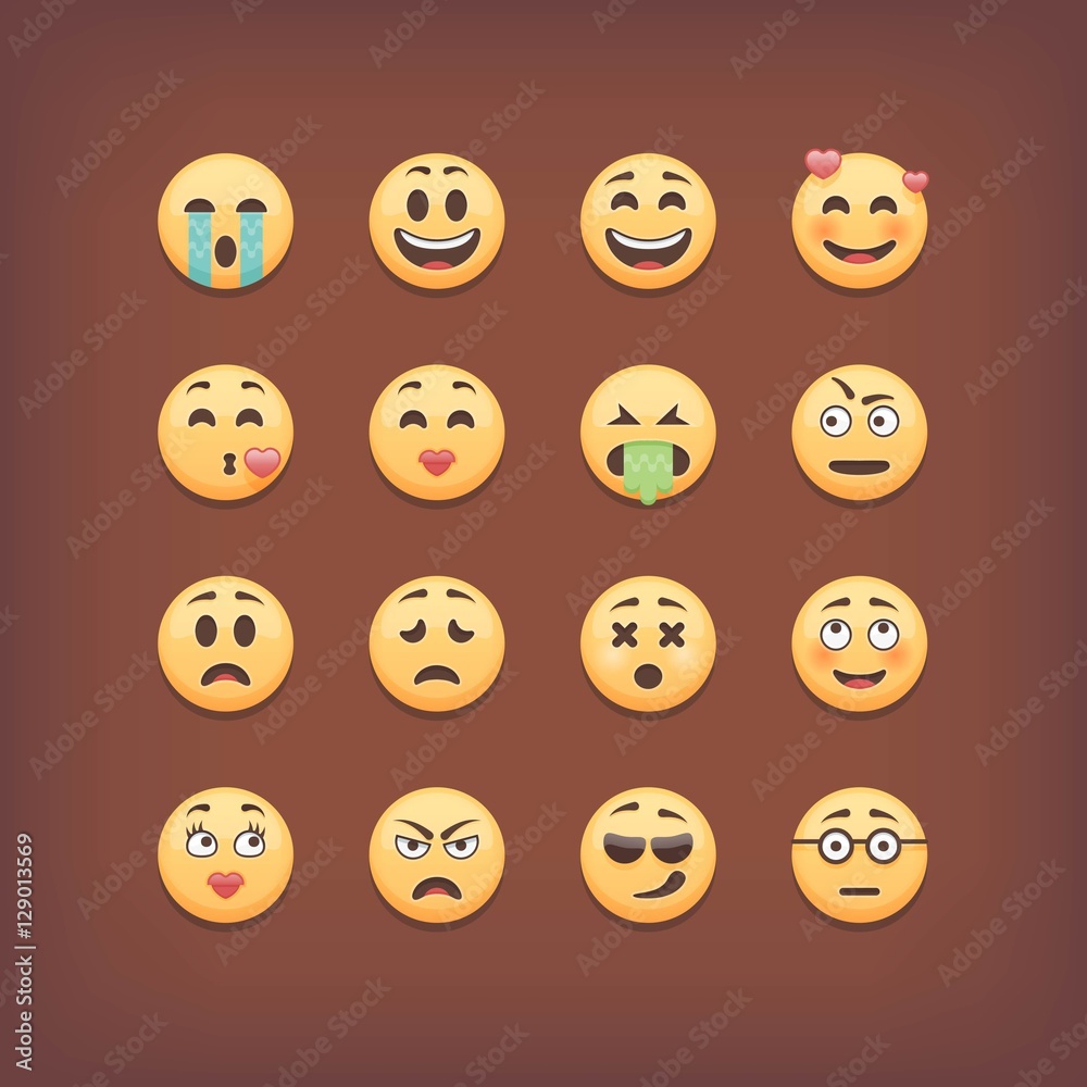 Set of emoticons and smileys faces. Vector icons collection