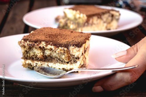Homemade Tiramisu for Dessert with Coffee and Chocolate