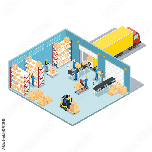 Warehouse Isometric Composition