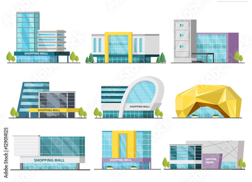Orthogonal Shopping Mall Buildings Set